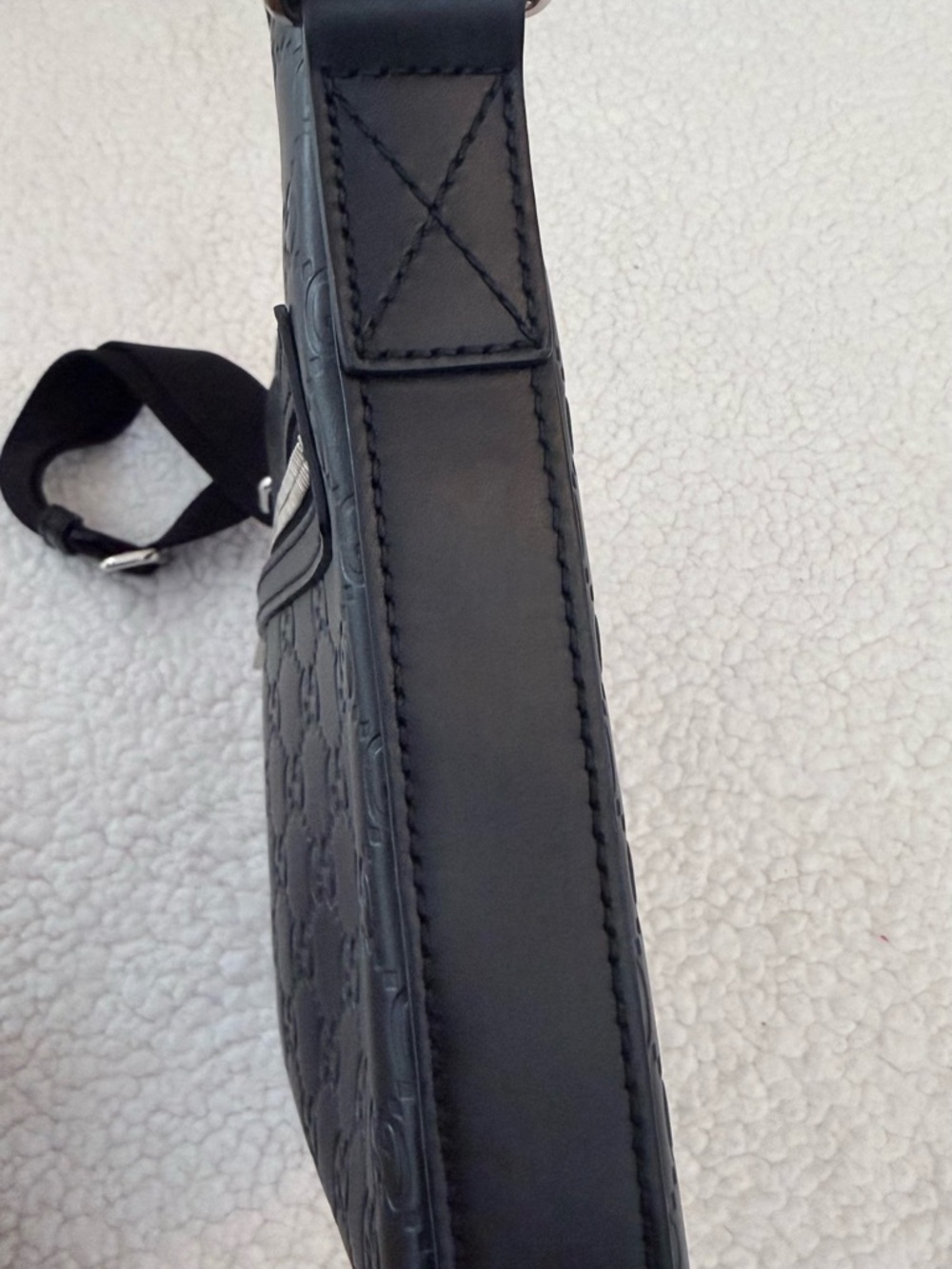 Gucci Black Monogram Leather Messenger Bag - Picture 16 of 16
